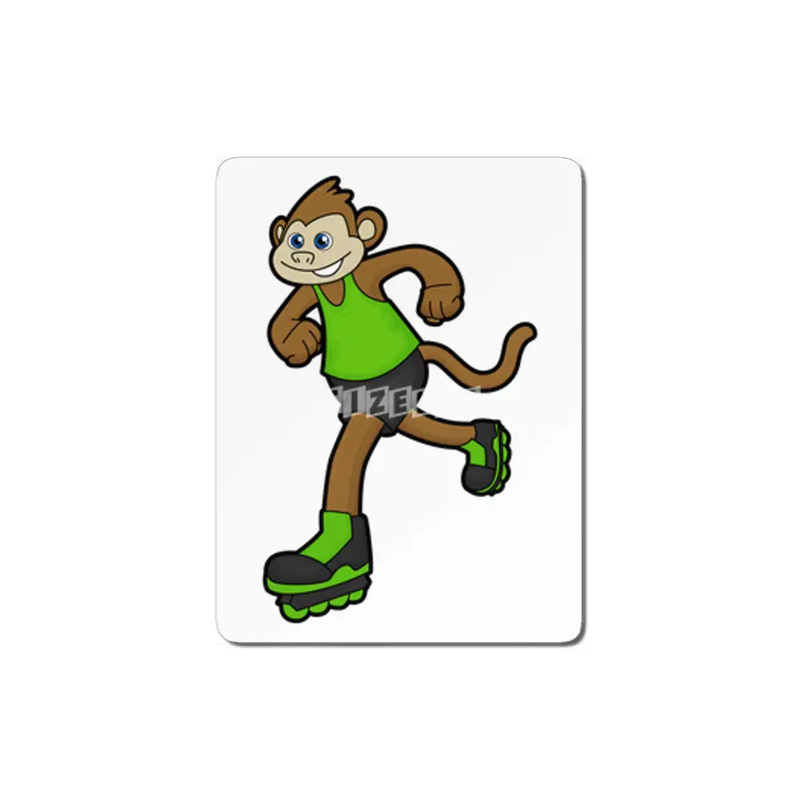 Monkey as Skater with Inline skates MDF Tablo