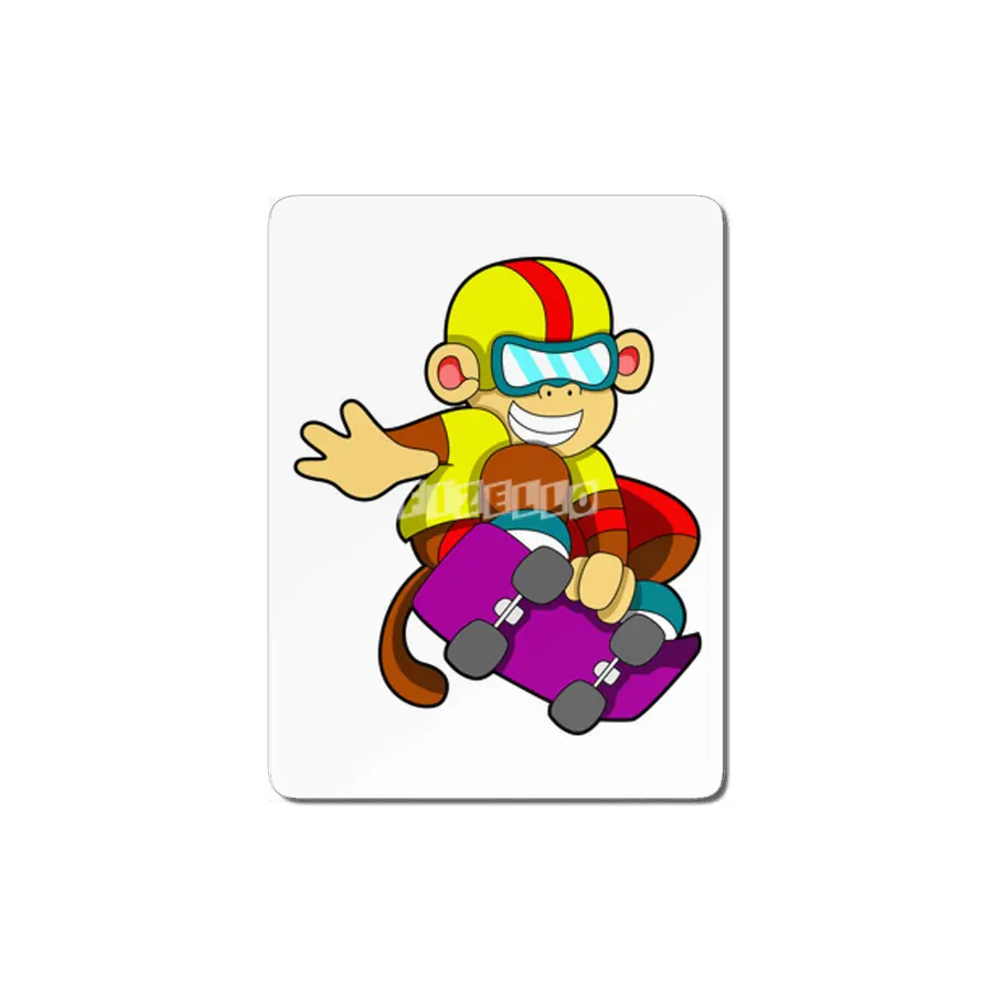Monkey as Skater with Skateboard & Helmet MDF Tablo