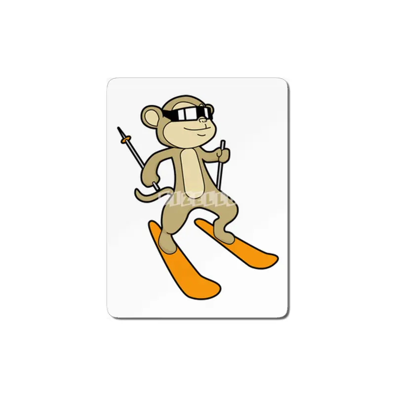 Monkey as Skier with Ski MDF Tablo