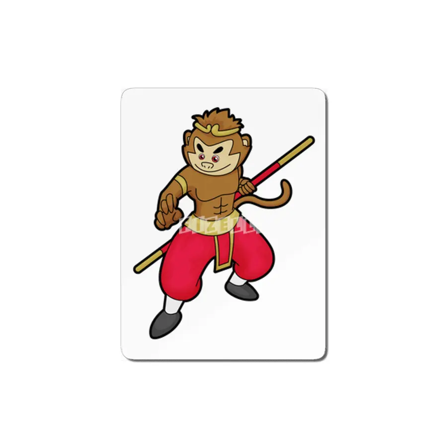 Monkey as Warrior with Staff & Headband MDF Tablo