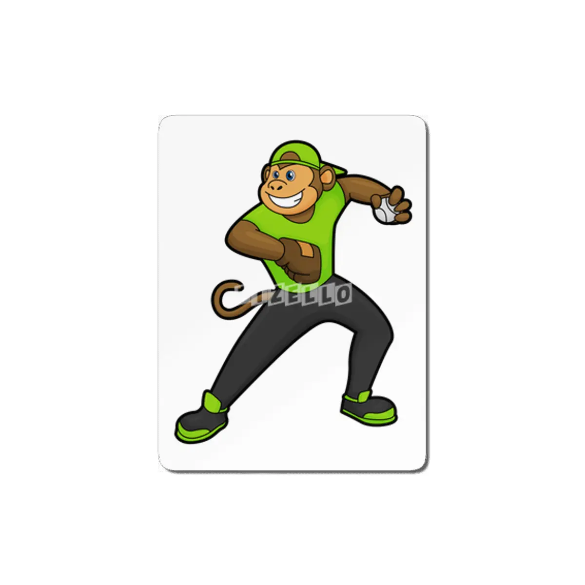 Monkey at Baseball with Baseball bat MDF Tablo