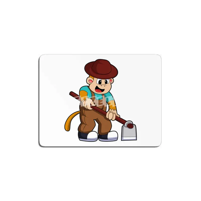 Monkey at Farmer with Rake MDF Tablo