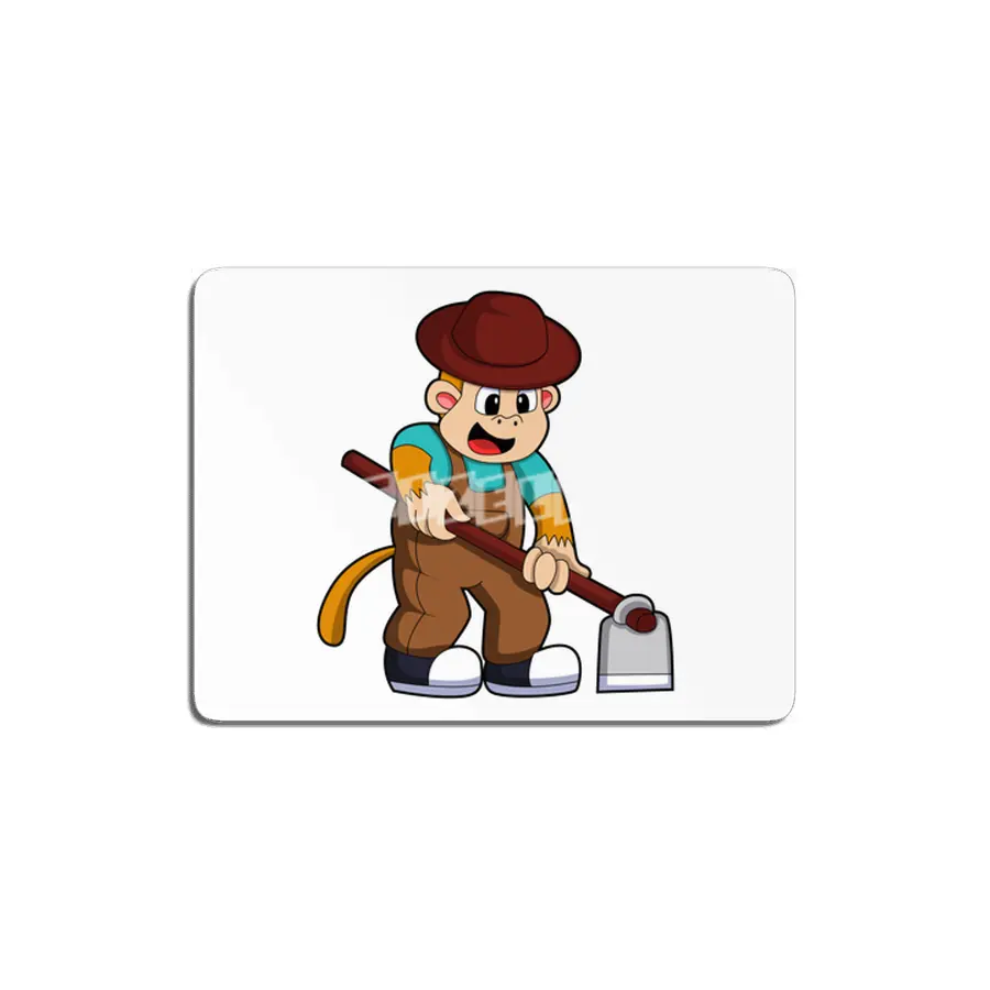 Monkey at Farmer with Rake MDF Tablo