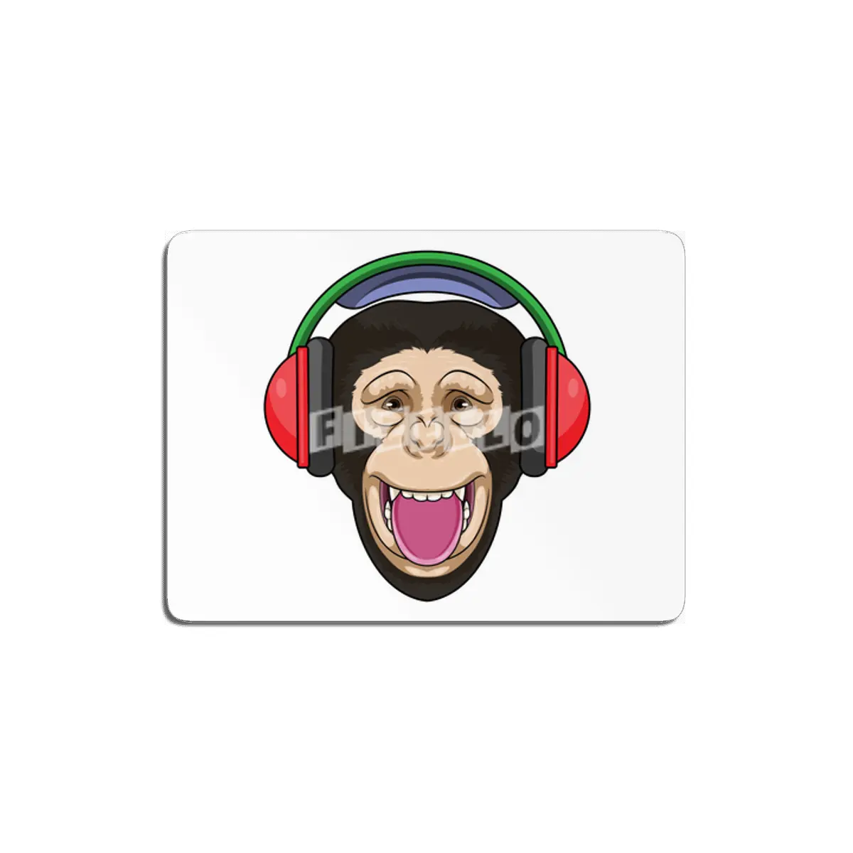 Monkey at Music with Headphone MDF Tablo