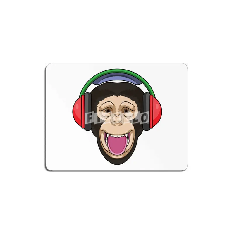 Monkey at Music with Headphone MDF Tablo