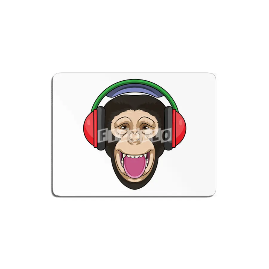 Monkey at Music with Headphone MDF Tablo