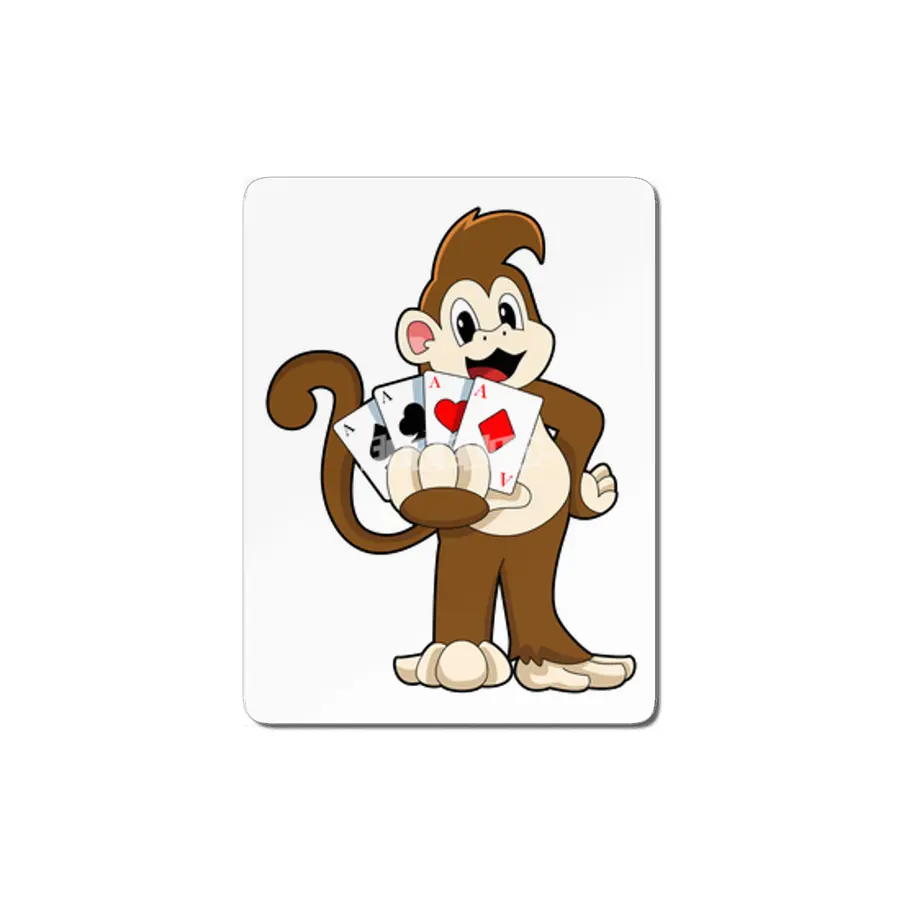 Monkey at Poker with Poker cards MDF Tablo