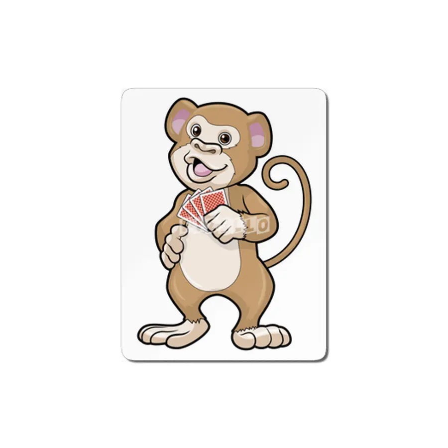 Monkey at Poker with Poker cards MDF Tablo