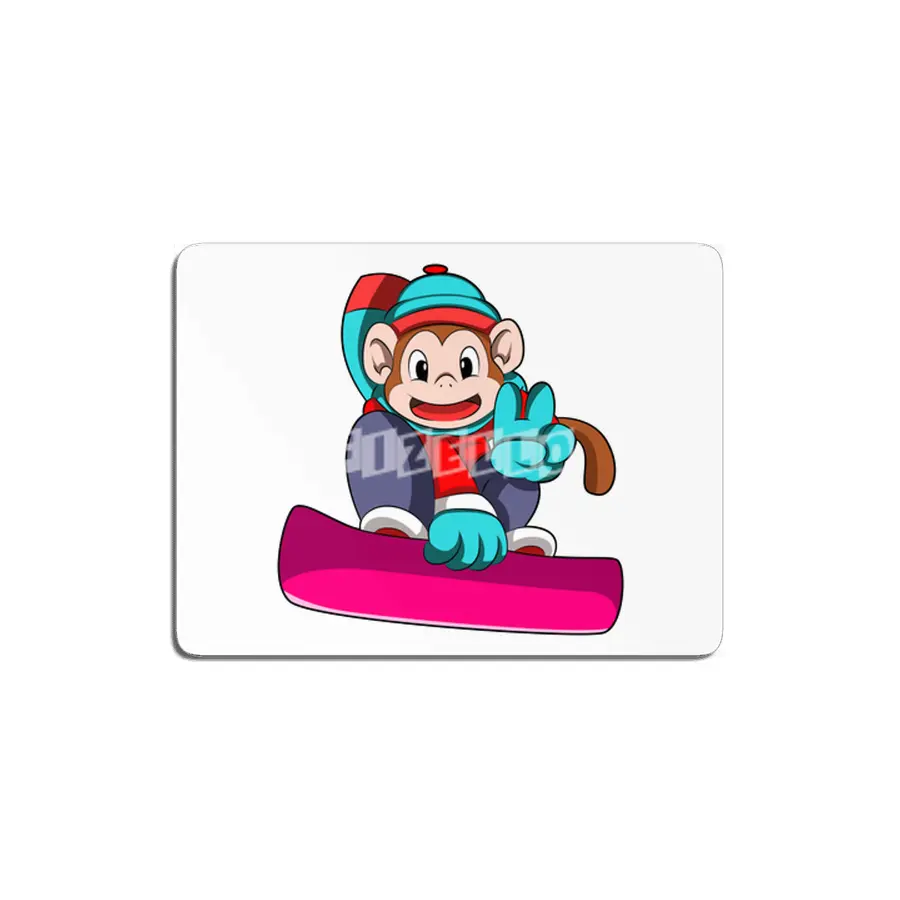 Monkey at Snowboarding with Snowboard MDF Tablo