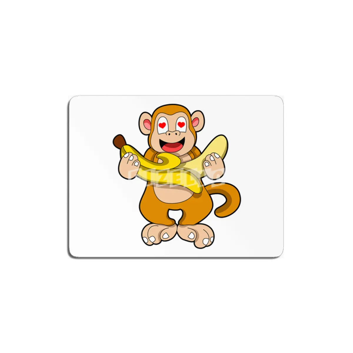 Monkey with Banana & Hearts MDF Tablo