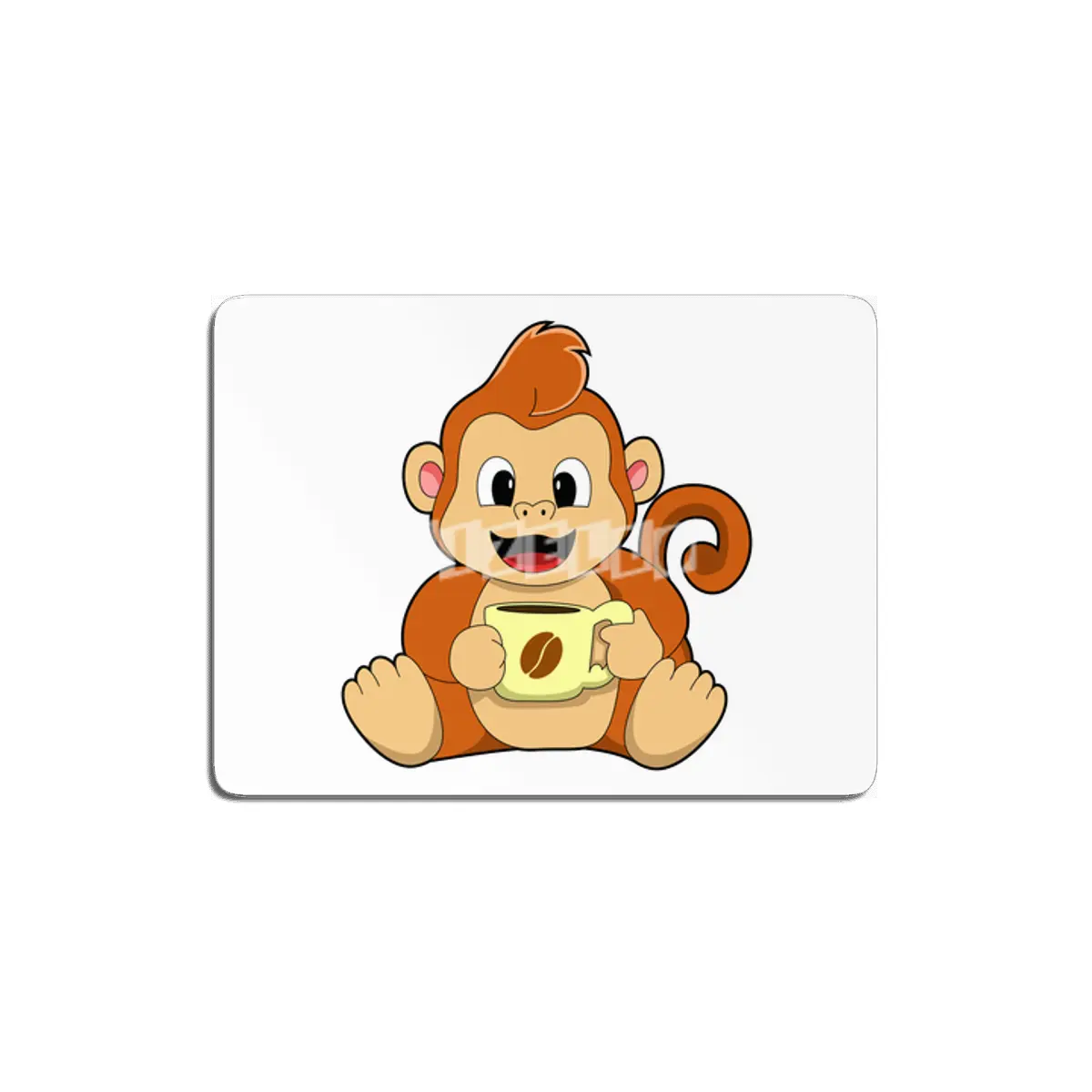 Monkey with Cup of Coffee MDF Tablo