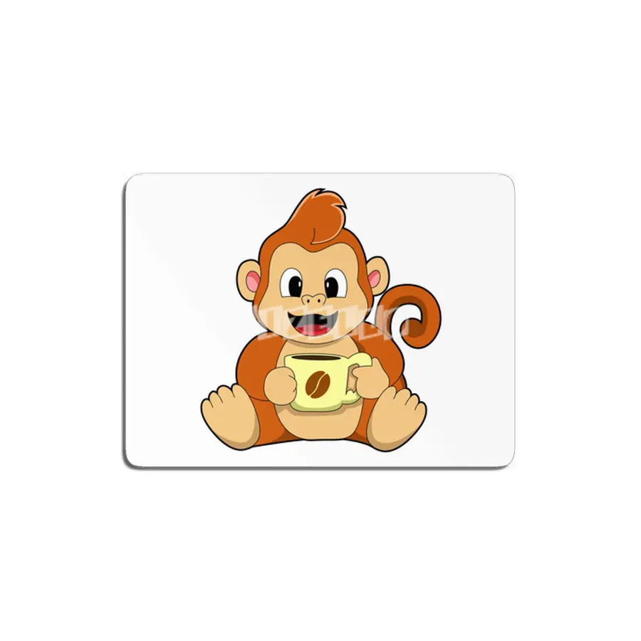 Monkey with Cup of Coffee MDF Tablo