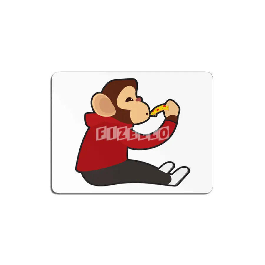 Monkey with Piece of Pizza MDF Tablo