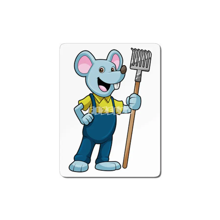 Mouse as Farmer with Rake MDF Tablo