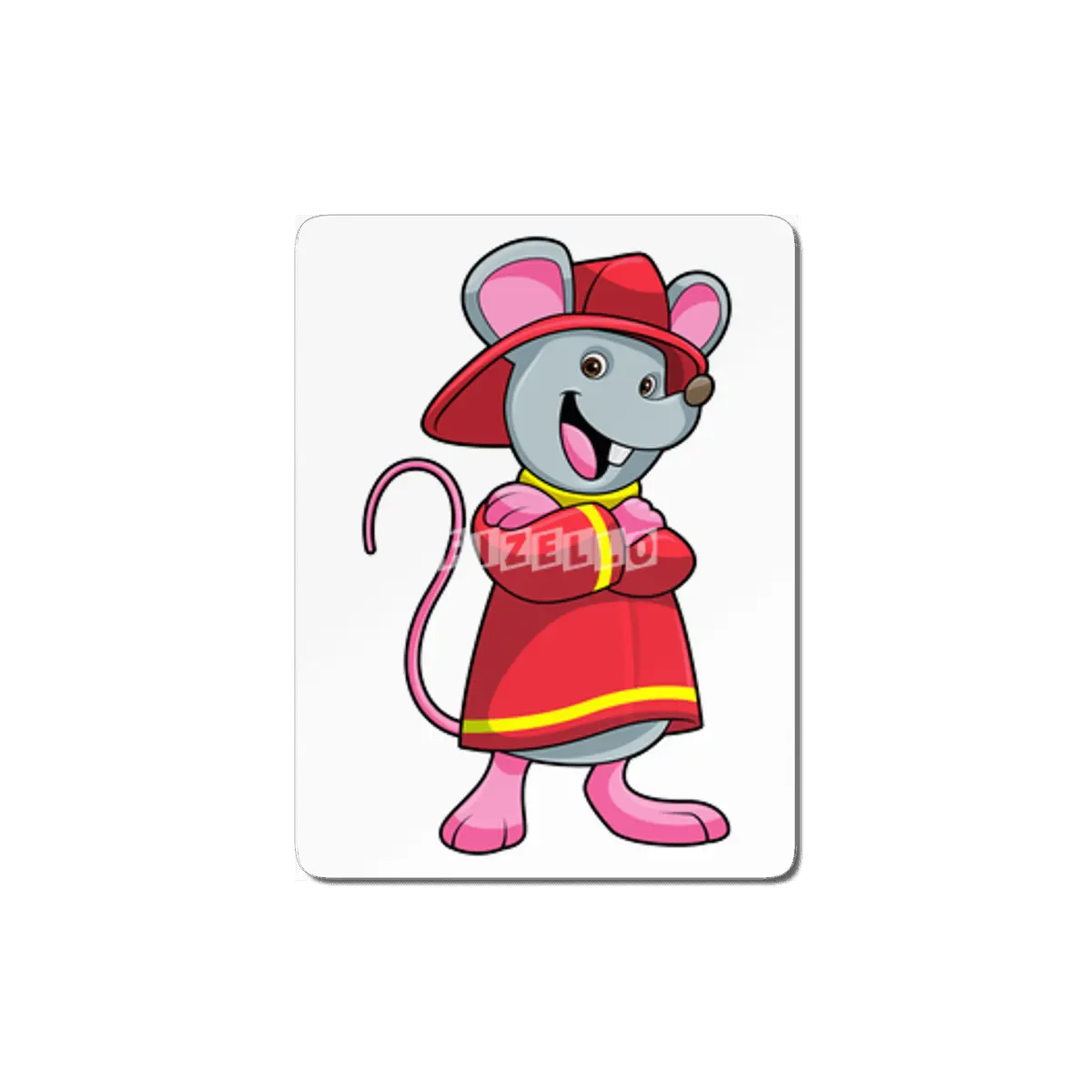 Mouse as Firefighter with Helmet MDF Tablo