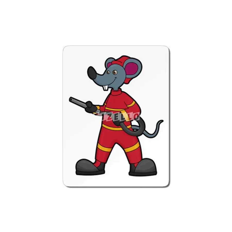 Mouse as Firefighter with Hose MDF Tablo