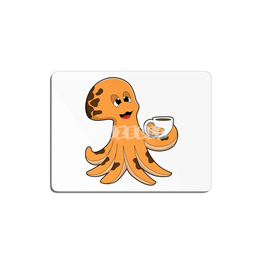 Octopus with Cup of Coffee MDF Tablo