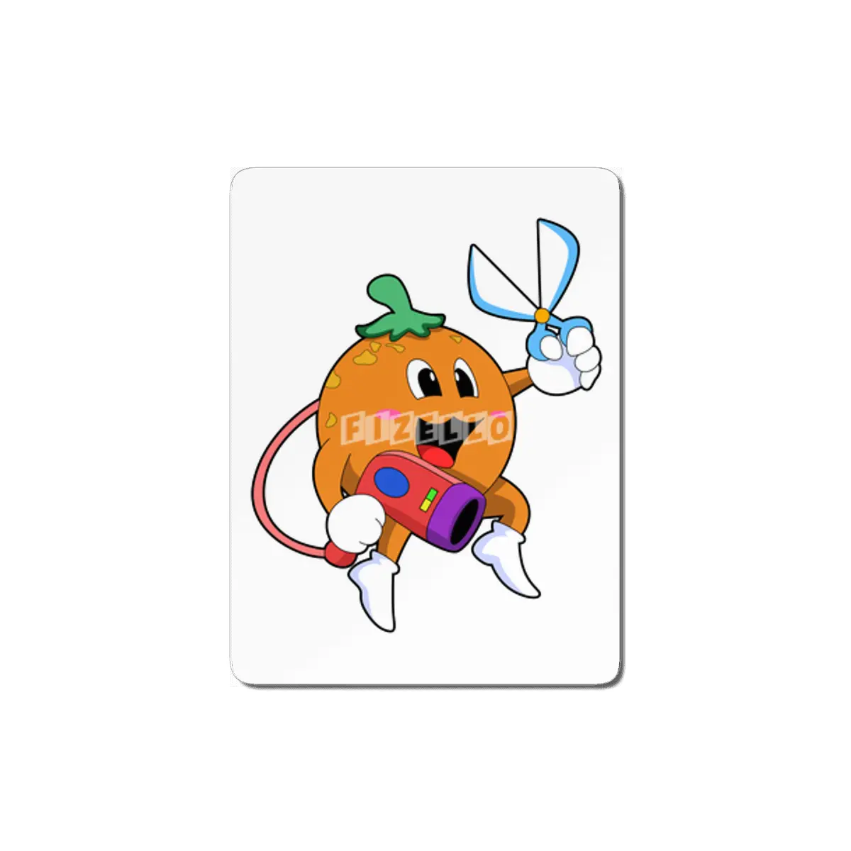 Orange as Hairdresser with Scissors & Hair dryer MDF Tablo