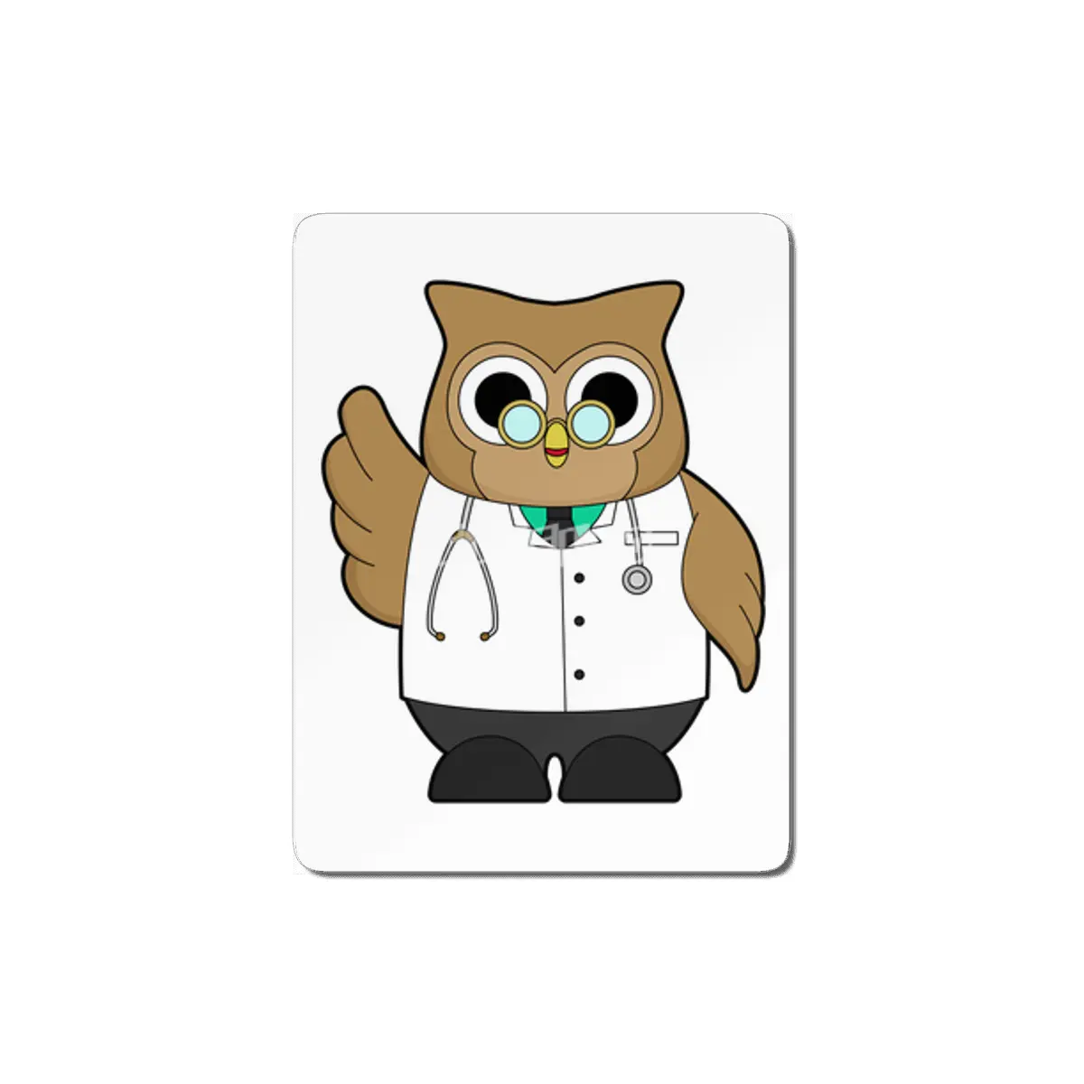 Owl as Doctor with Stetoscope MDF Tablo