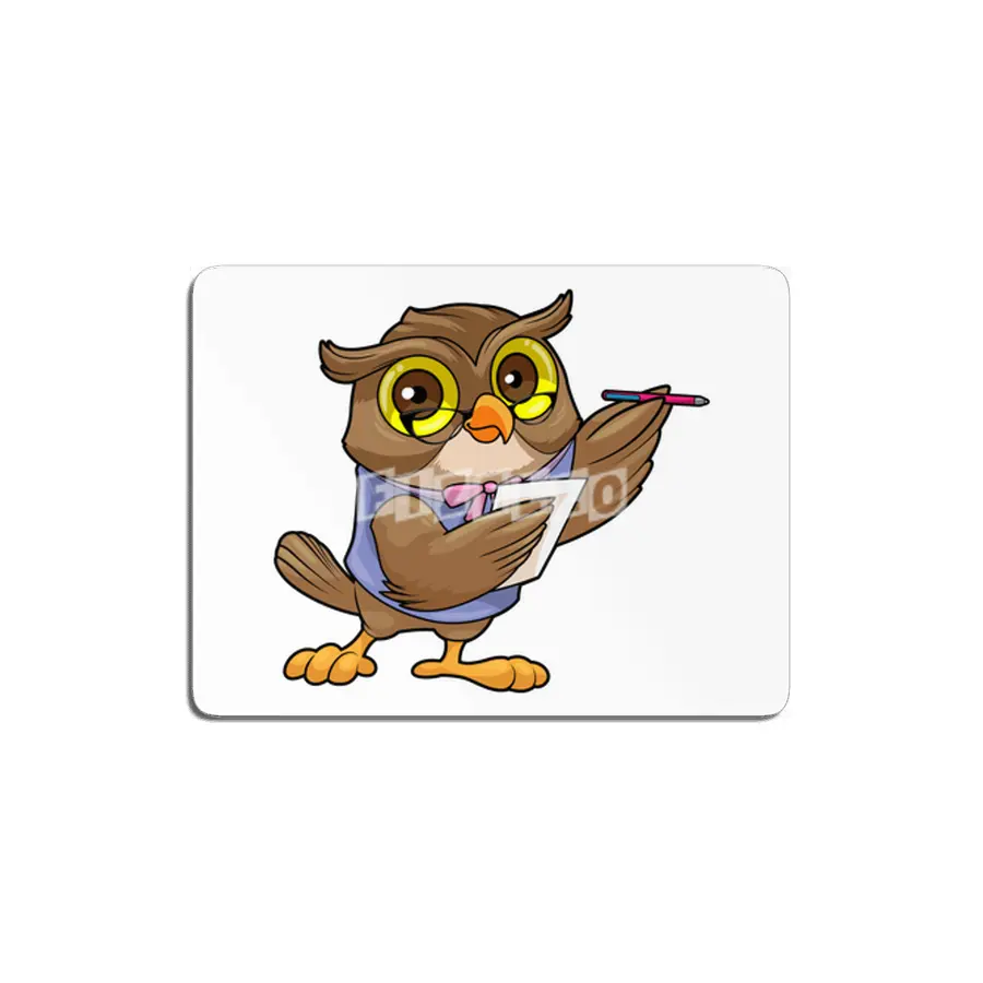Owl as Secretary with Ballpoint pen & Note MDF Tablo
