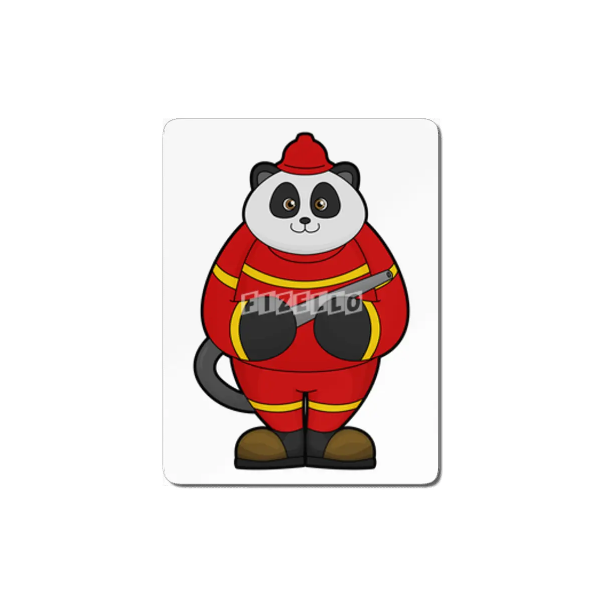 Panda as Firefighter with Hose MDF Tablo
