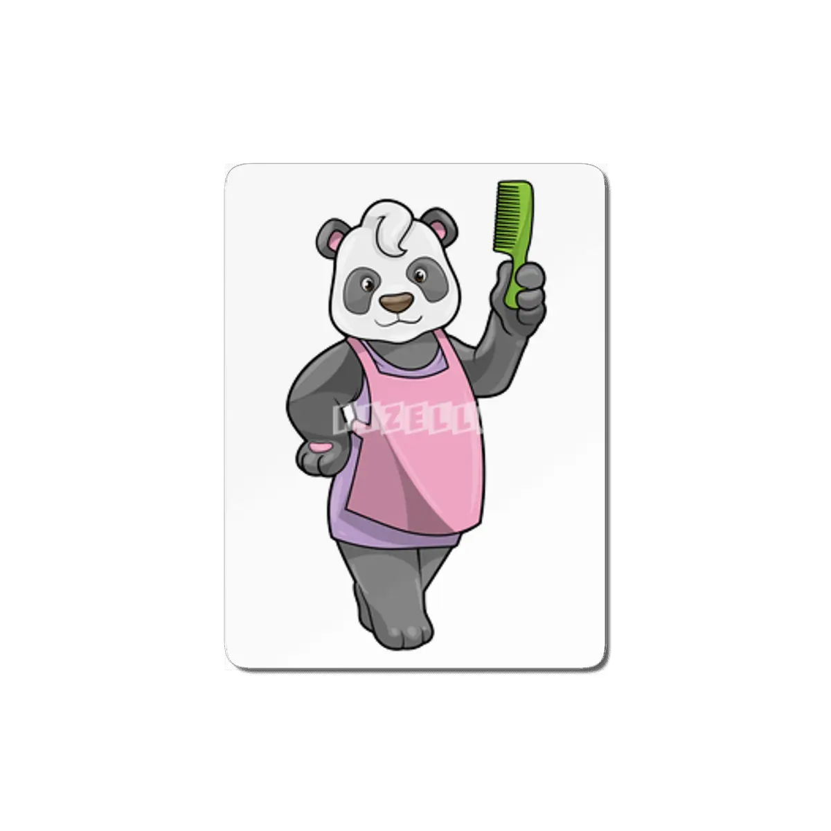 Panda as Hairdresser with Comb MDF Tablo