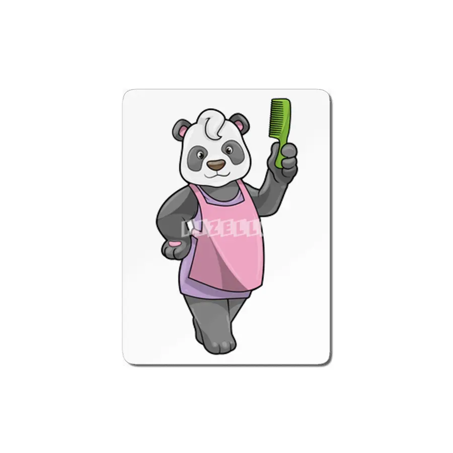 Panda as Hairdresser with Comb MDF Tablo
