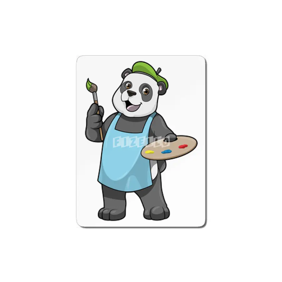 Panda as Painter with Brush & Colour MDF Tablo