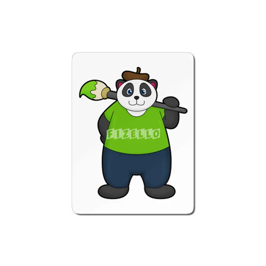 Panda as Painter with Paintbrush MDF Tablo