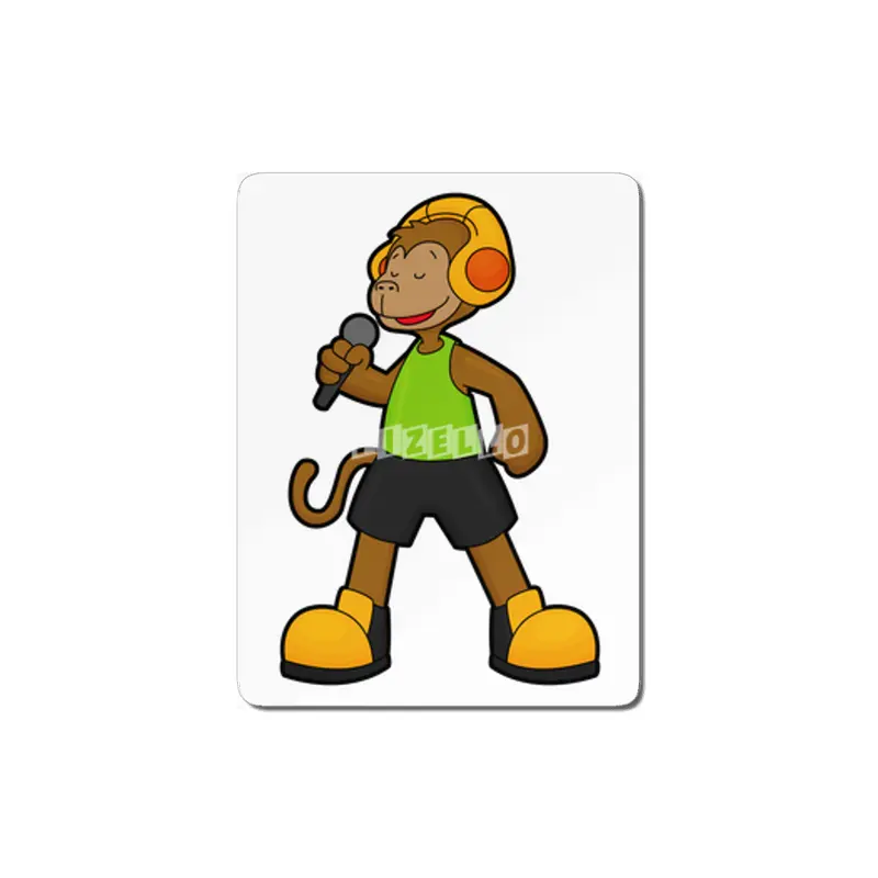 Monkey as Singer with Microphone & Headphone MDF Tablo