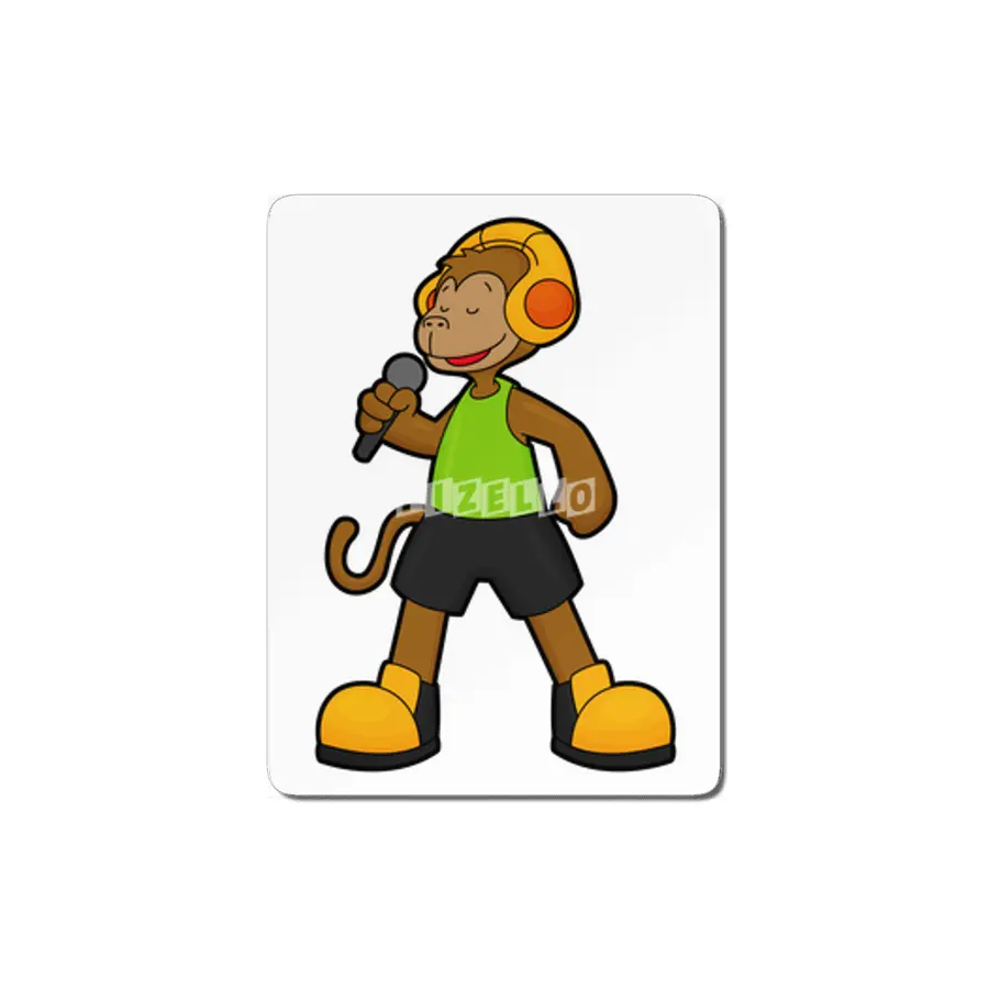 Monkey as Singer with Microphone & Headphone MDF Tablo
