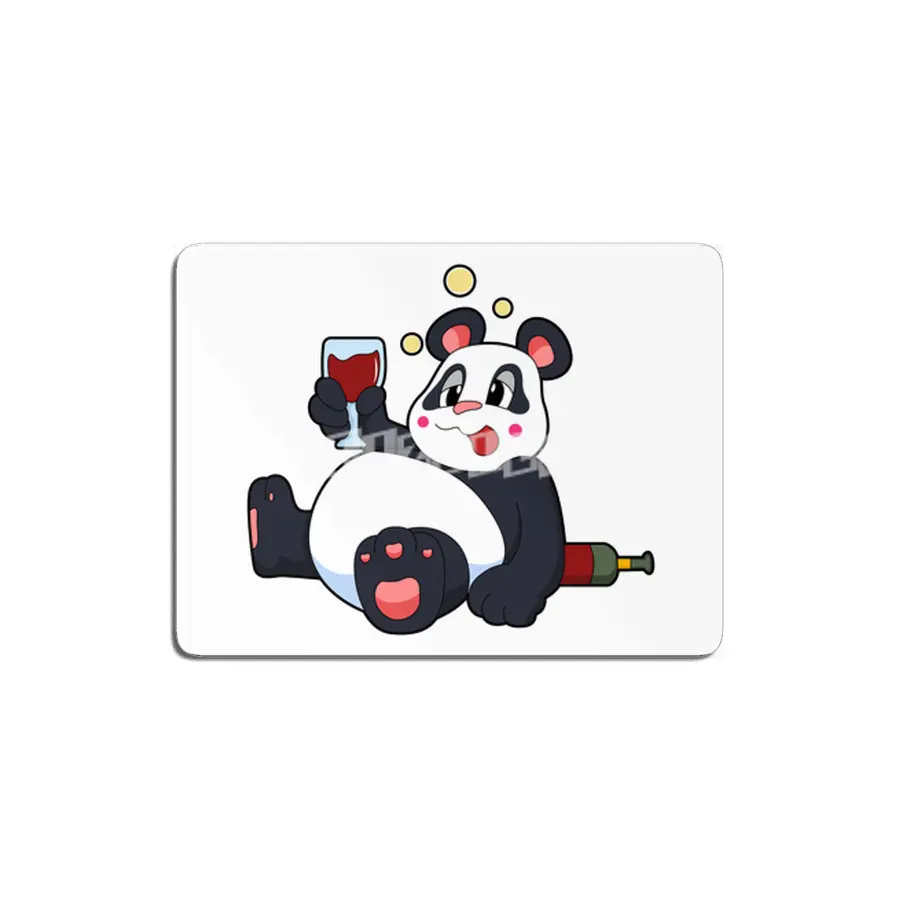 Panda with Glass of Red wine MDF Tablo