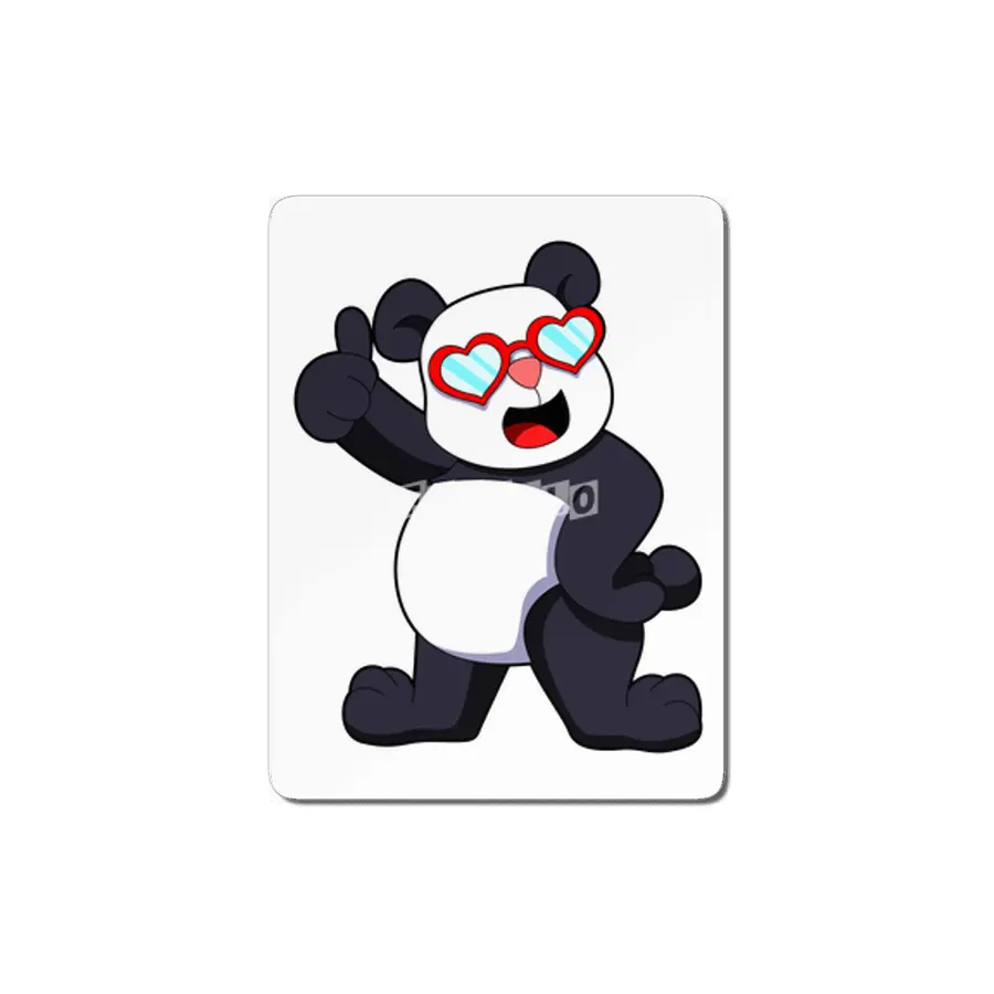 Panda with Heart as Glasses MDF Tablo