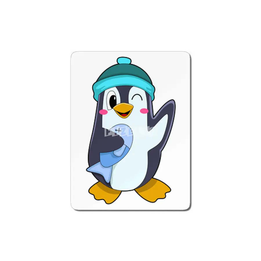 Penguin with Fish & Hat MDF Tablo