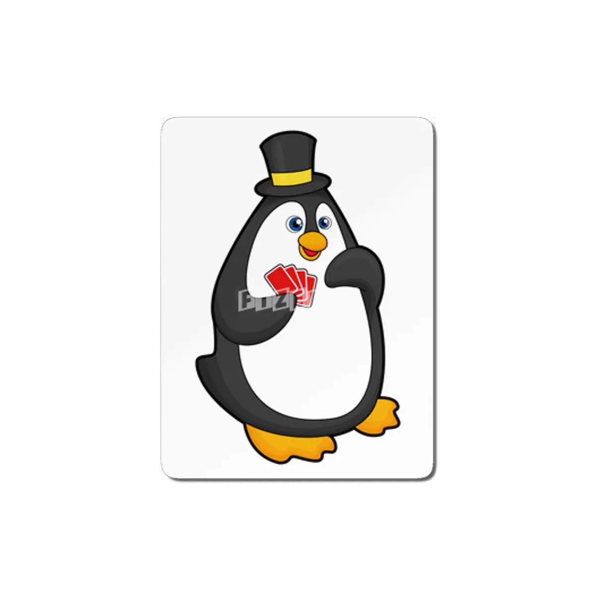 Penguin with Hat at Poker with Poker cards MDF Tablo