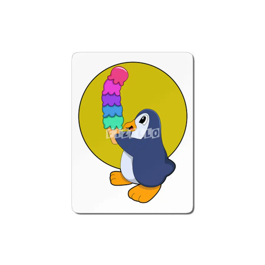 Penguin with Ice cream MDF Tablo