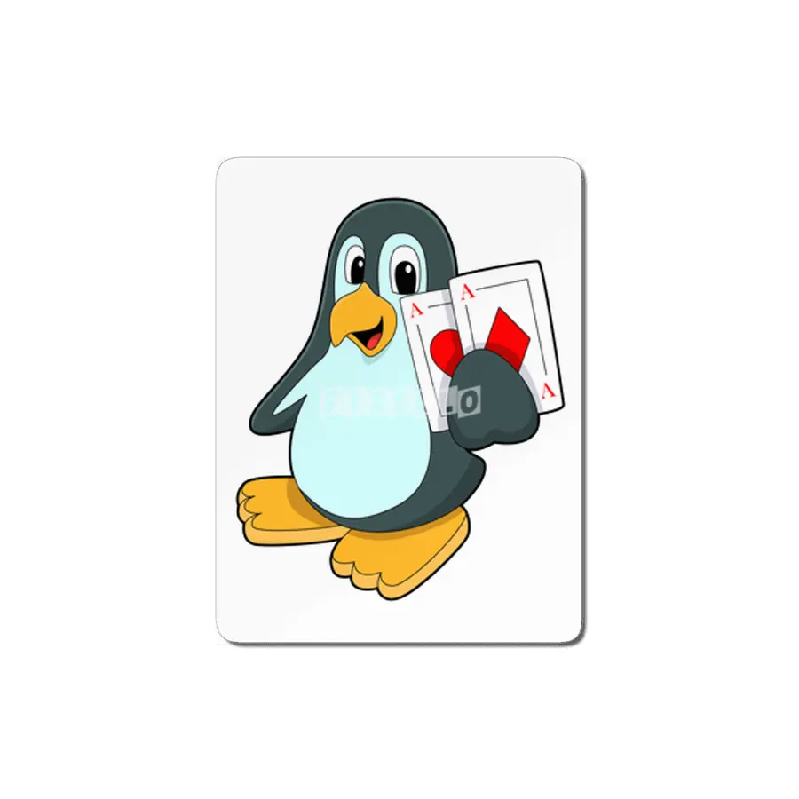 Penguin with Poker cards MDF Tablo