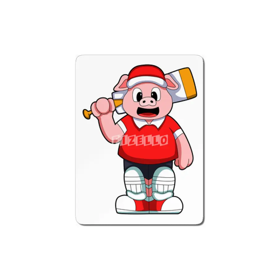 Pig as Batsman with Cricket bat MDF Tablo