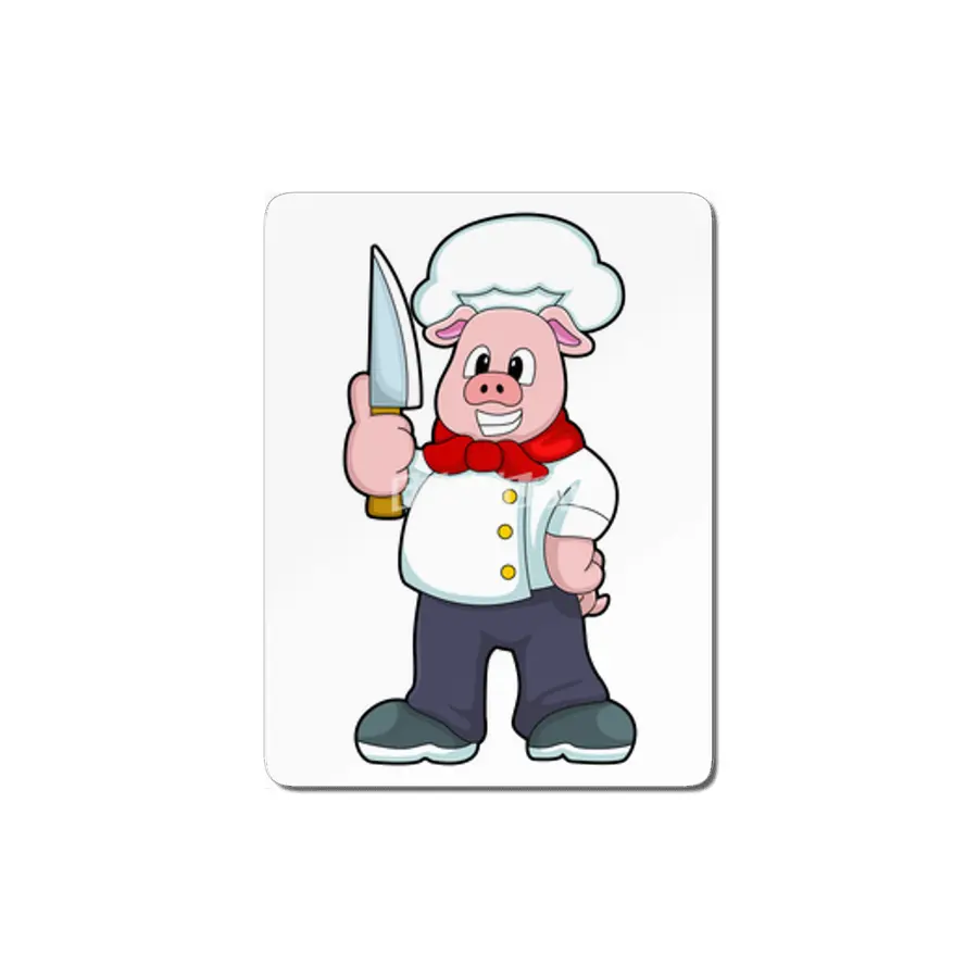 Pig as Butcher with Knife MDF Tablo