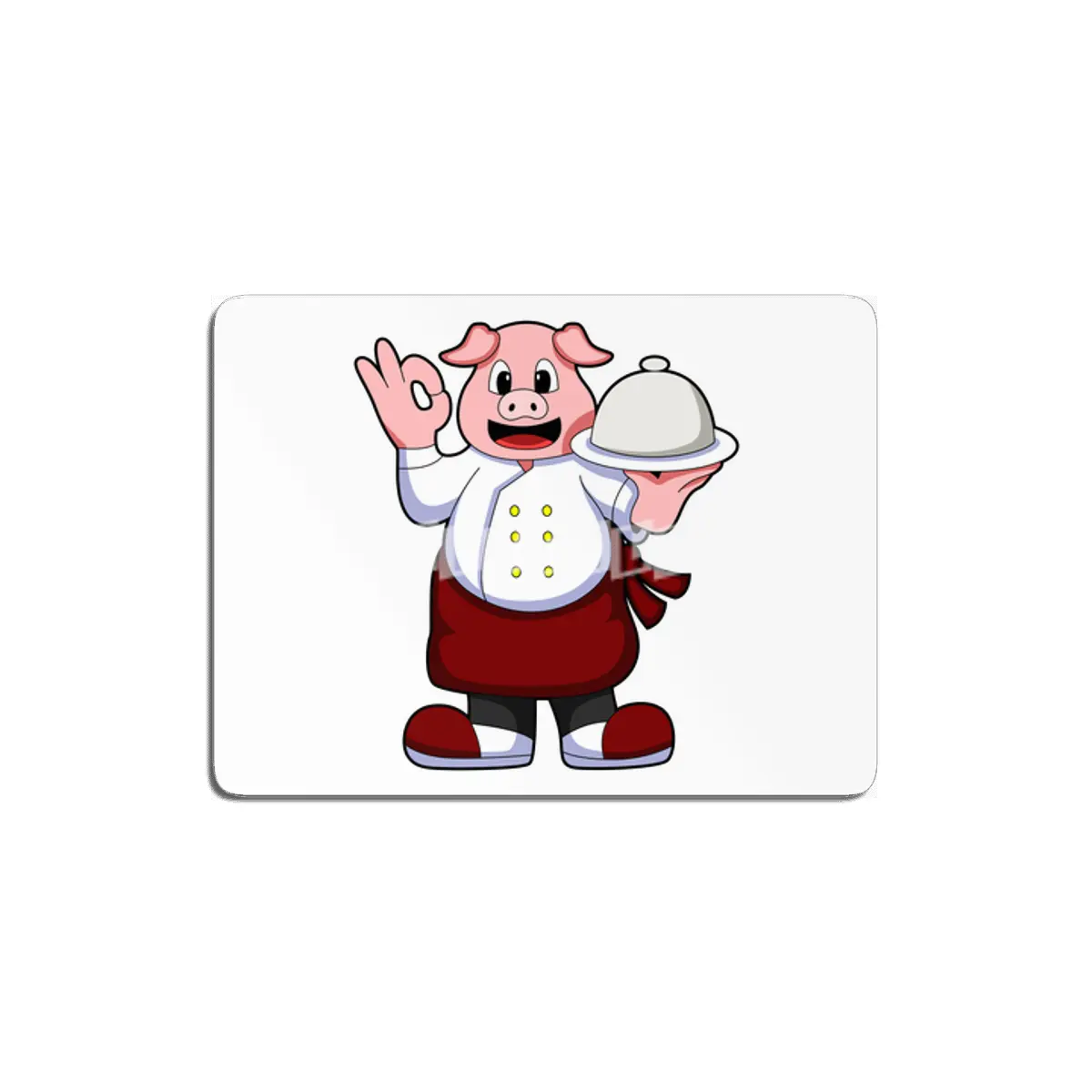 Pig as Cook with Cooking apron & Serving plate MDF Tablo