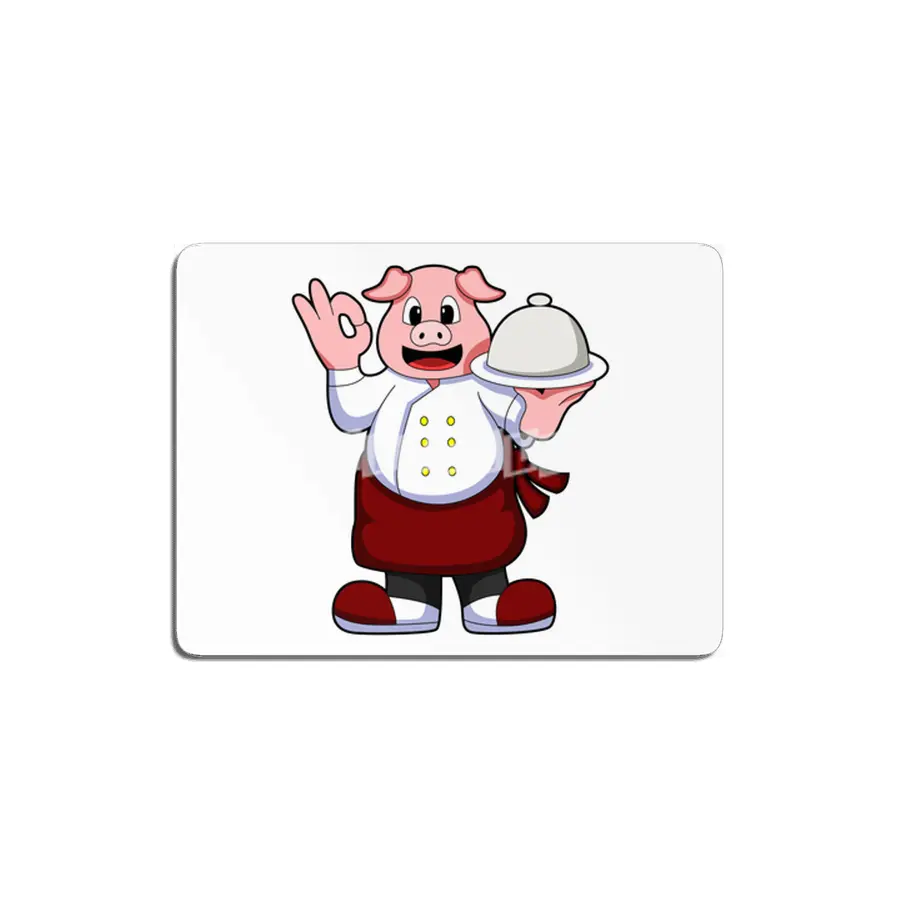 Pig as Cook with Cooking apron & Serving plate MDF Tablo