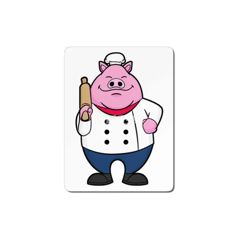 Pig as Cook with Rolling pin MDF Tablo