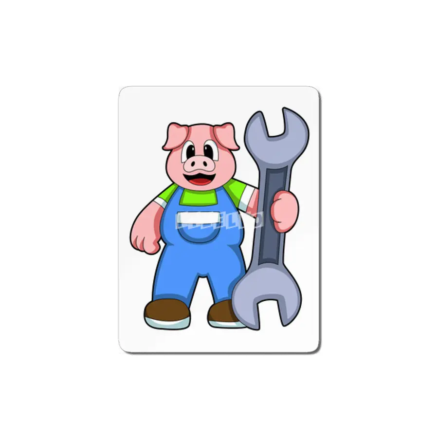 Pig as Craftsman with Wrench MDF Tablo