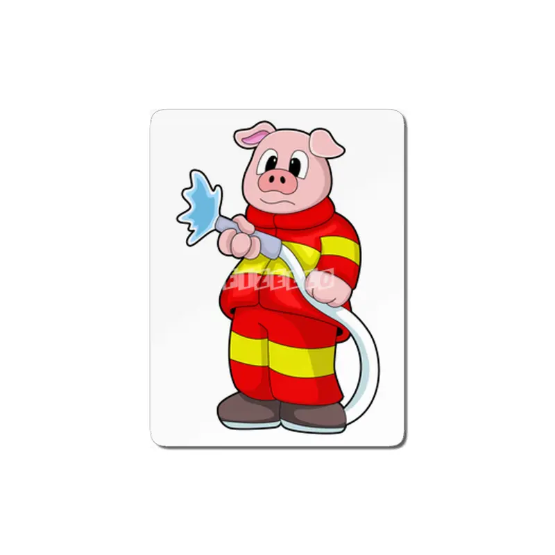 Pig as Firefighter with Hose MDF Tablo