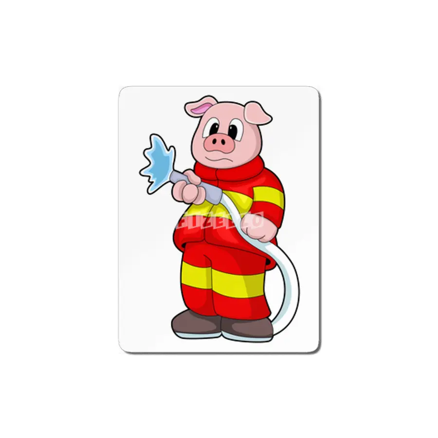 Pig as Firefighter with Hose MDF Tablo