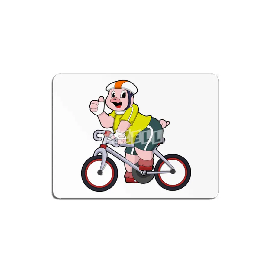 Pig with Bicycle & Helmet MDF Tablo