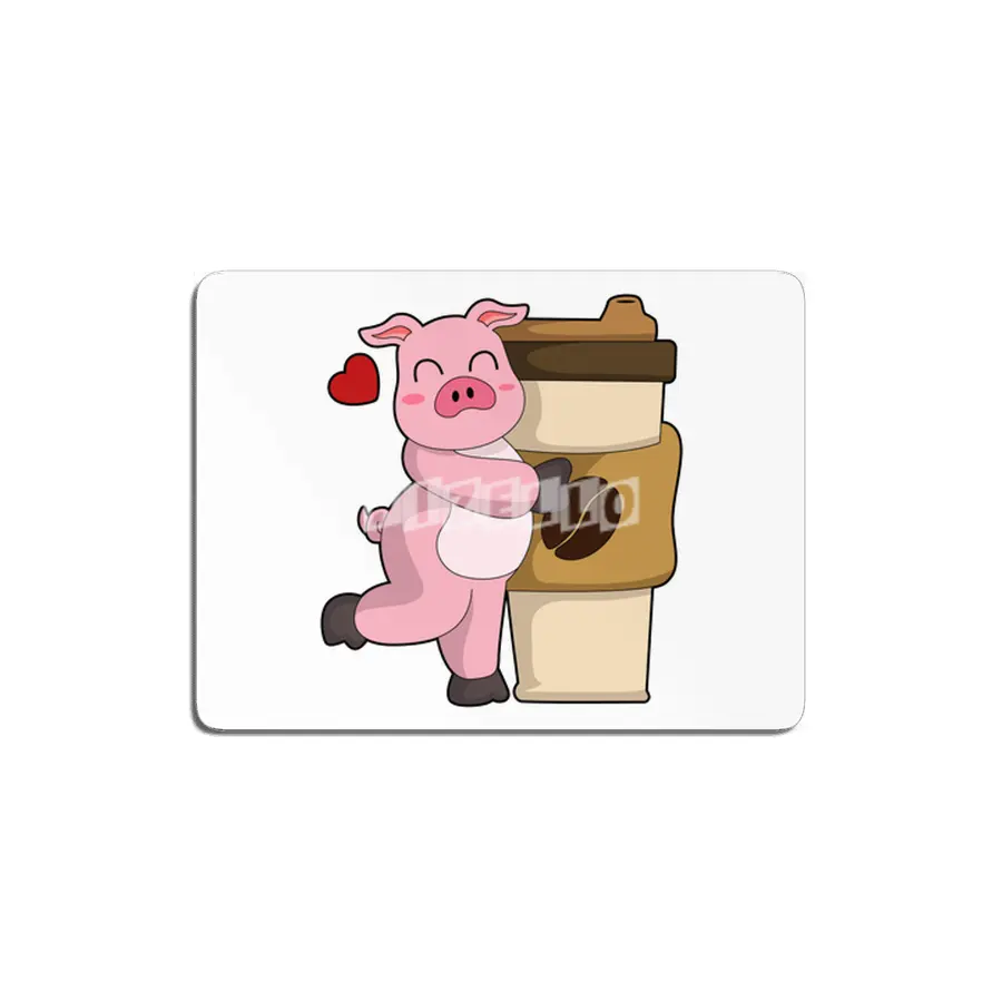 Pig with Coffee to go MDF Tablo