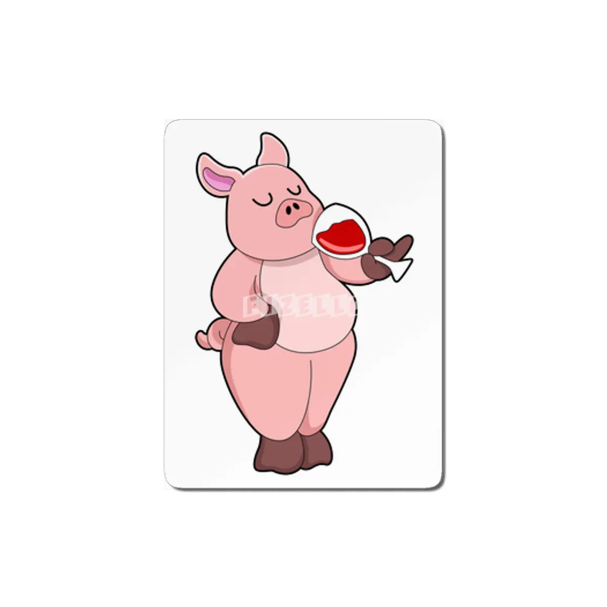 Pig with Glass of Wine MDF Tablo