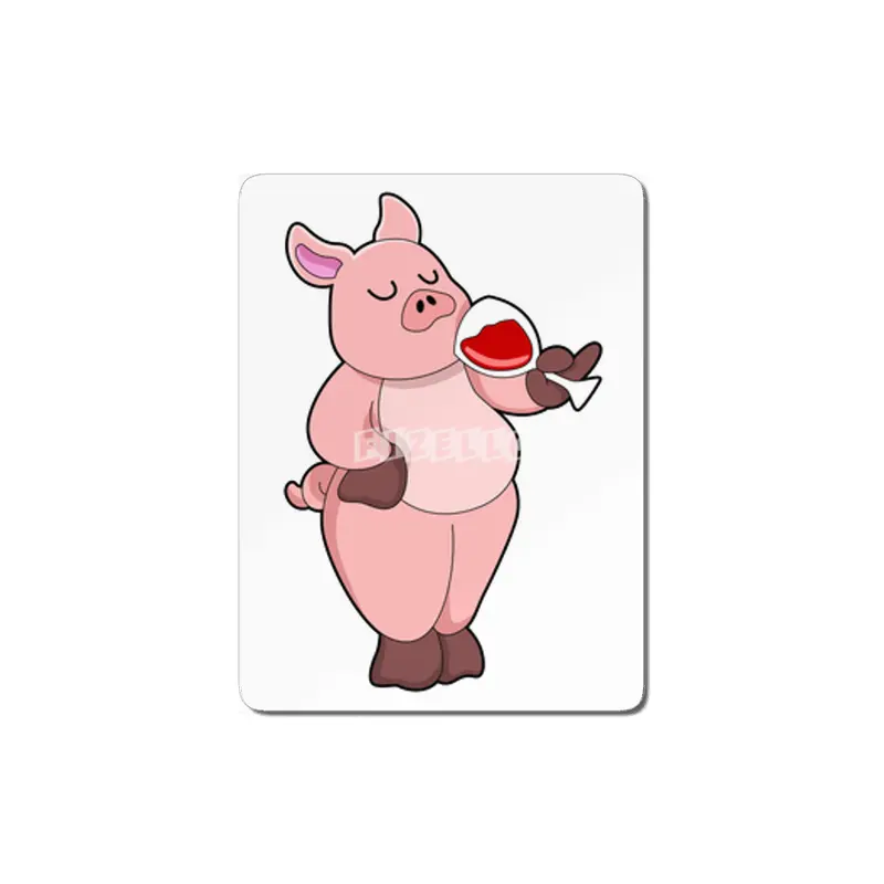 Pig with Glass of Wine MDF Tablo
