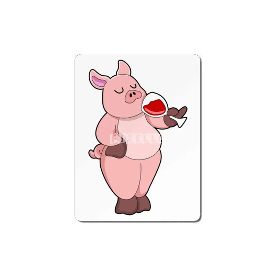 Pig with Glass of Wine MDF Tablo